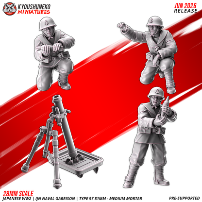 Type 97 81mm medium mortar crew detail