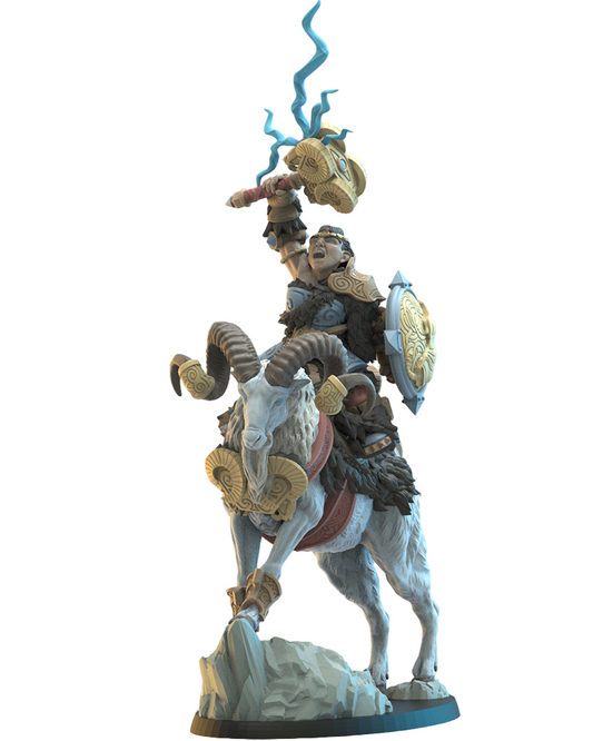 Statue of a warrior on a ram with a white background