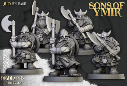 Dwarf Two-Handed Warriors with great axes, heavy dwarf infantry