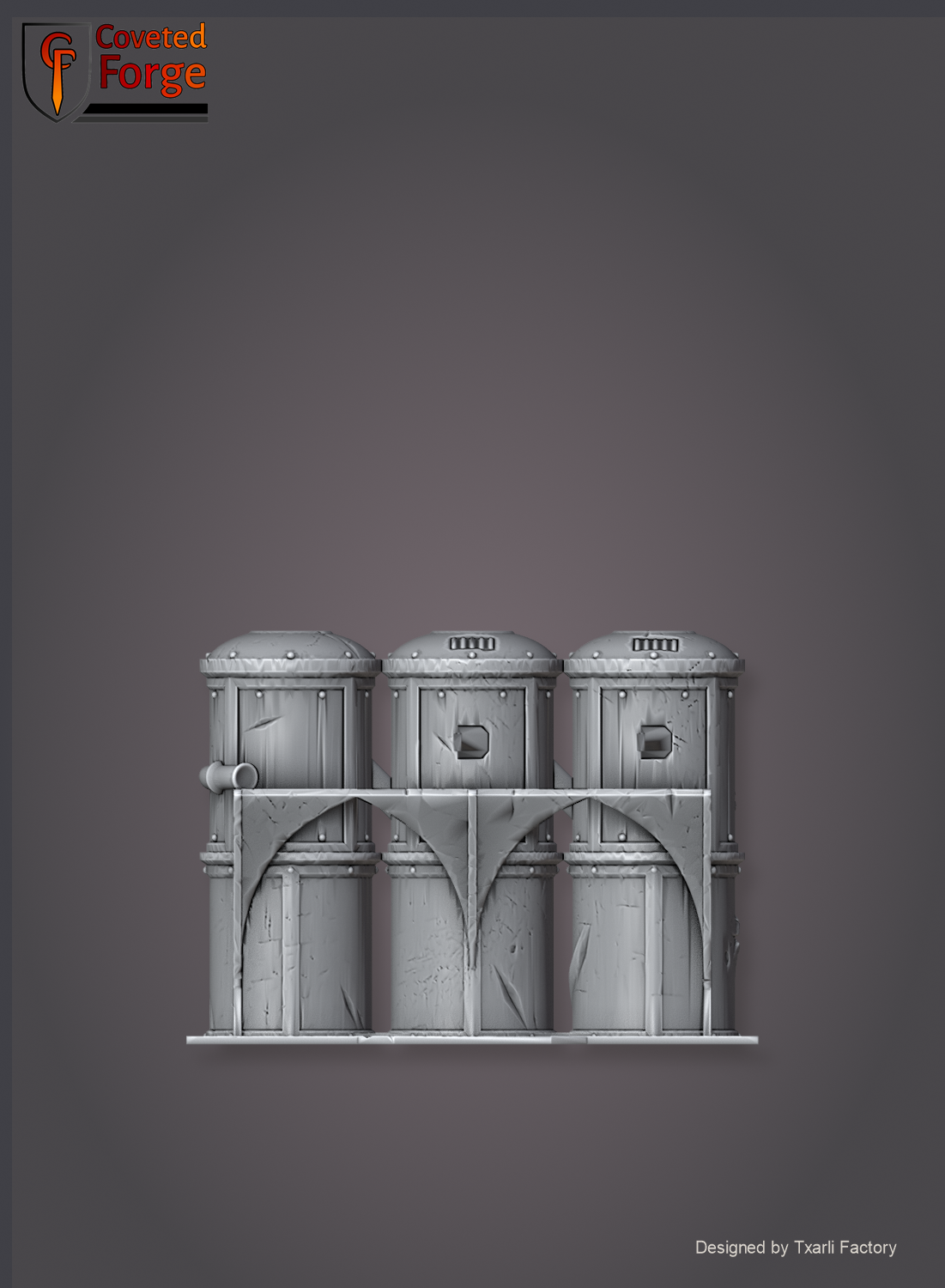 Industrial Sector triple silo bank, Txarli Factory sci-fi terrain.