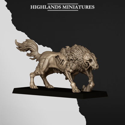 Undead Wolves, Wolf 4, side view, Highlands Miniatures render