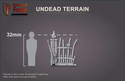 Undead Terrain stone fence, 32mm scale reference