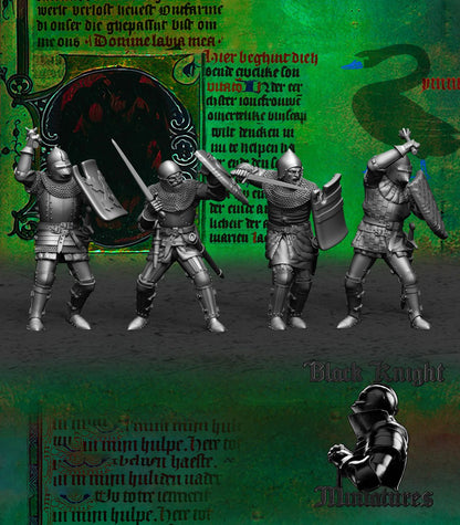 Hussite Foot Knights (One-Handed Weapons and Shields) - Black Knight Miniatures