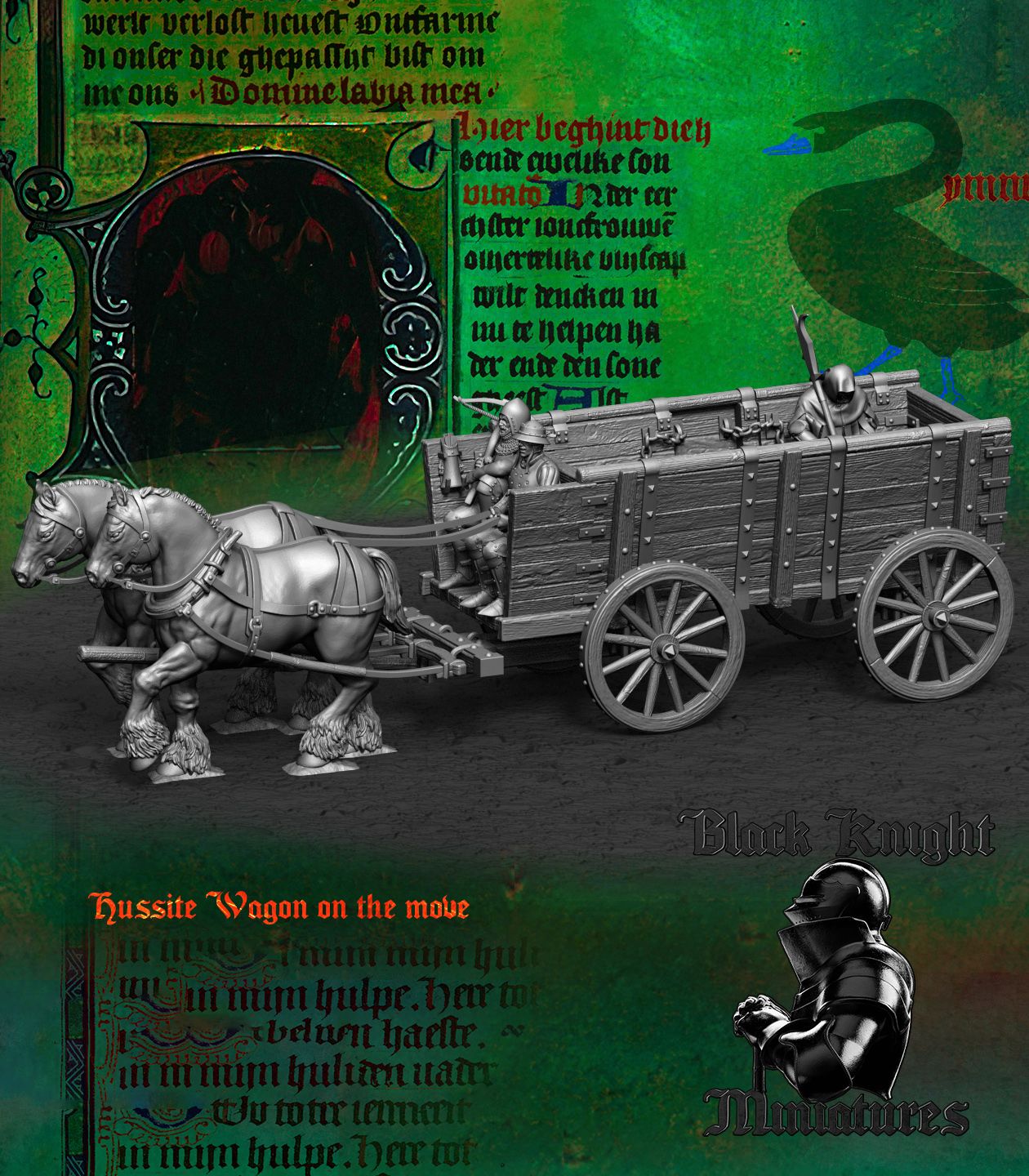 Hussite Wagon (On the Move) - Black Knight Miniatures