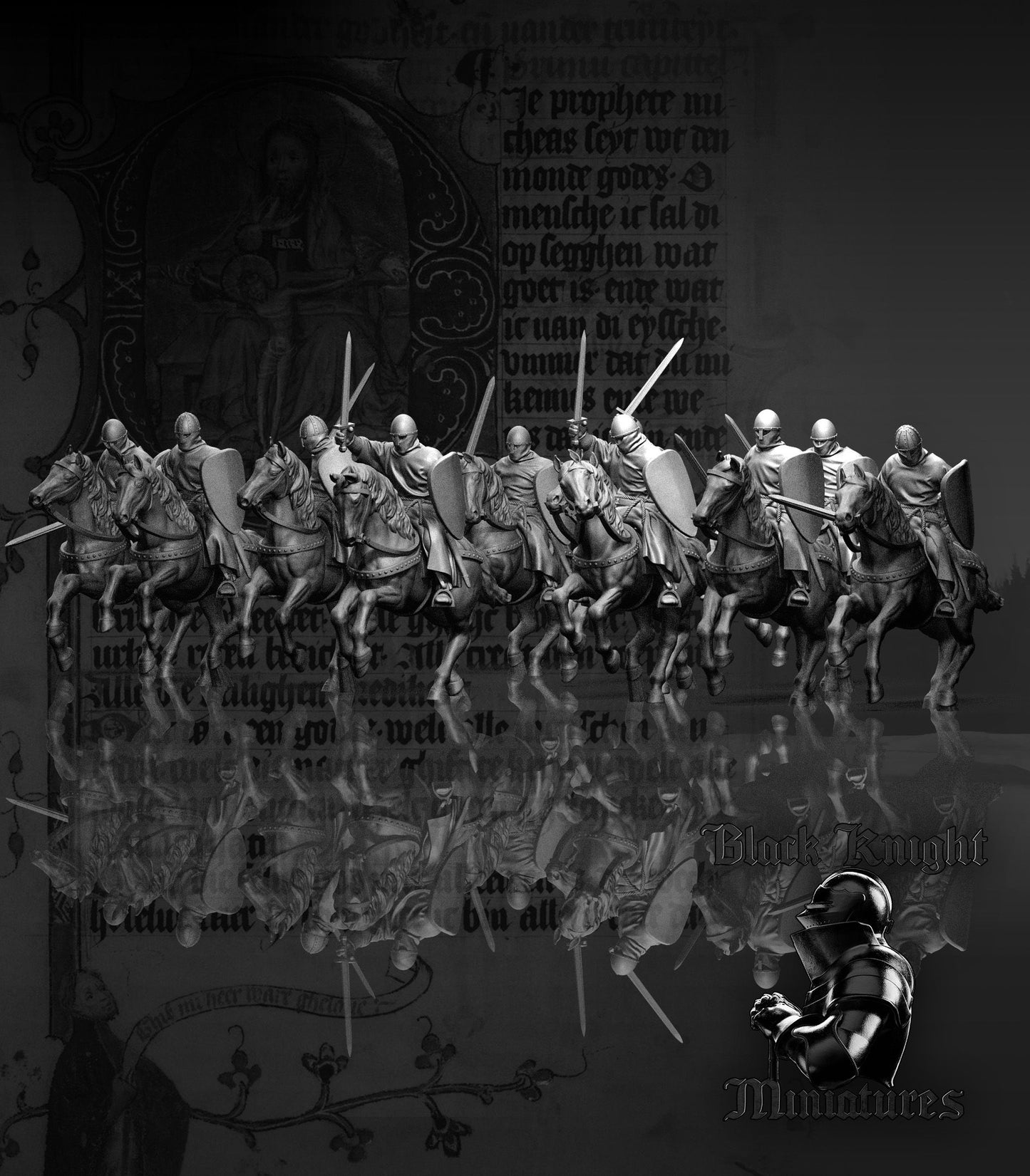 Mounted Teutonic Sergeants - Black Knight Miniatures