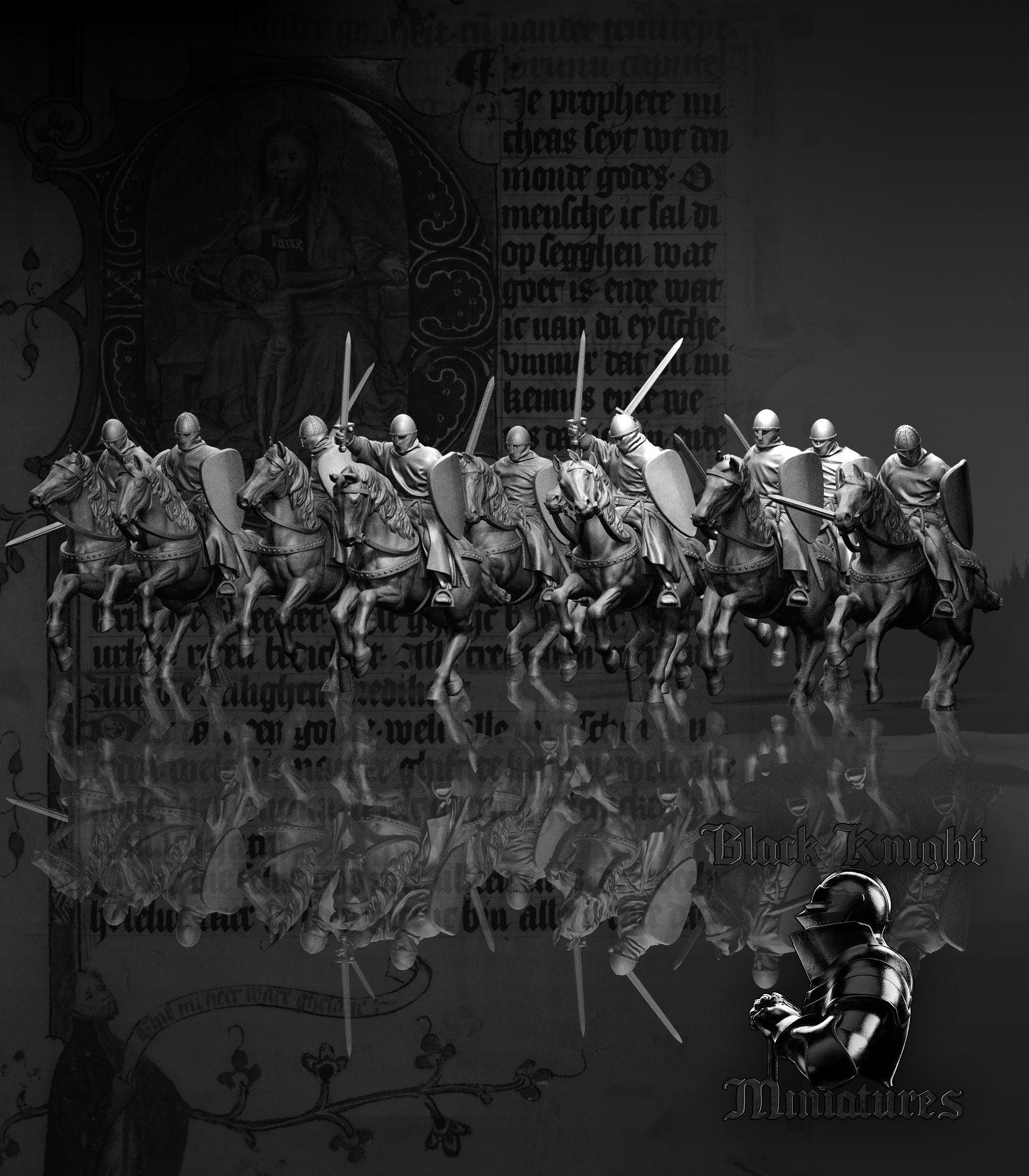 Mounted Teutonic Sergeants - Black Knight Miniatures