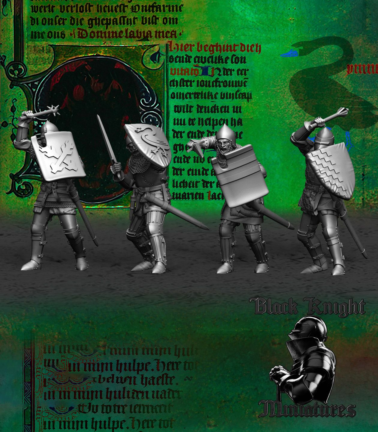 Hussite Foot Knights (One-Handed Weapons and Shields) - Black Knight Miniatures