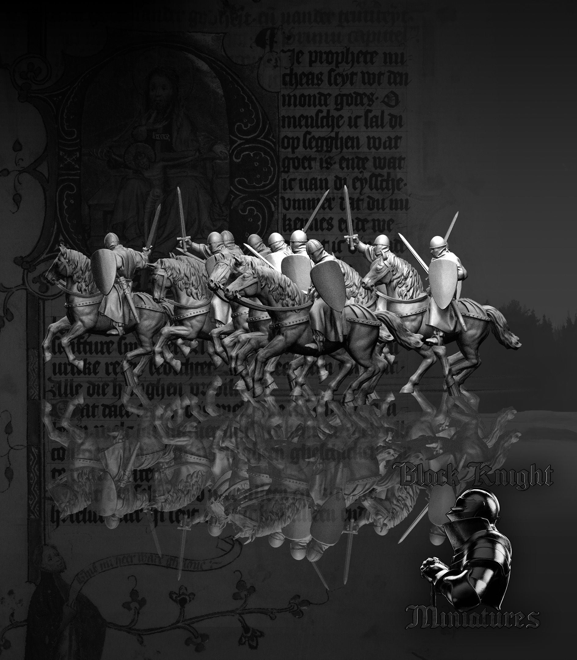 Mounted Teutonic Sergeants - Black Knight Miniatures