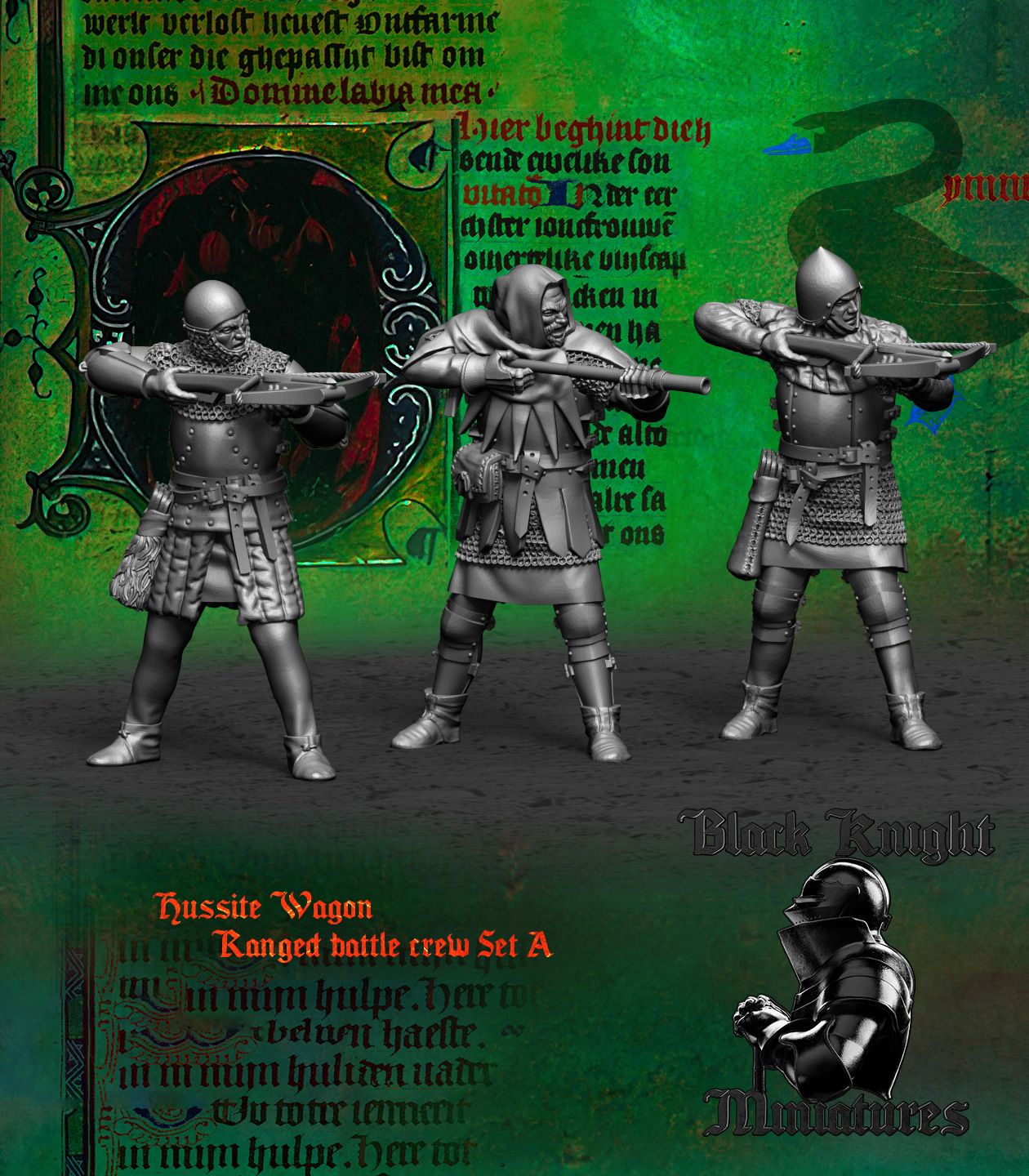 Hussite Wagon Ranged Crew (Set A) - Black Knight Miniatures