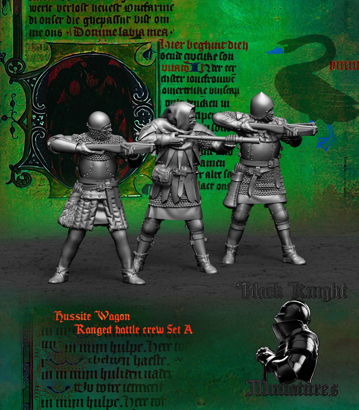 Hussite Wagon Ranged Crew (Set A) - Black Knight Miniatures