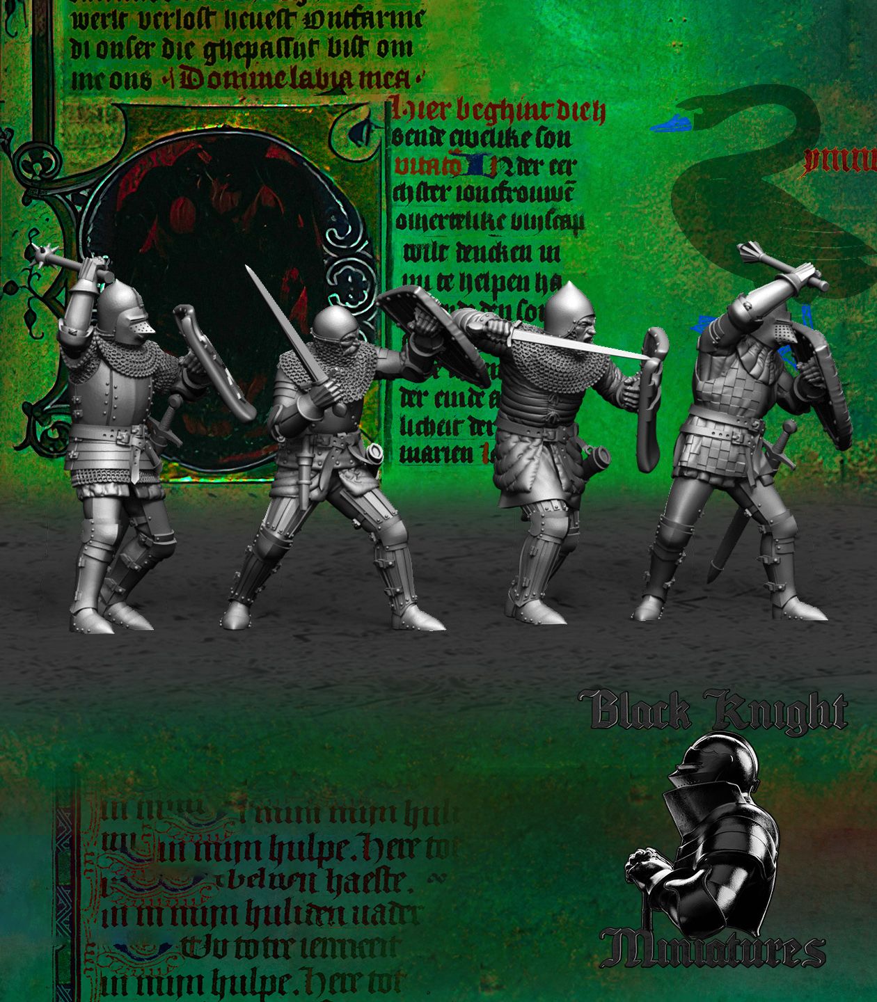 Hussite Foot Knights (One-Handed Weapons and Shields) - Black Knight Miniatures