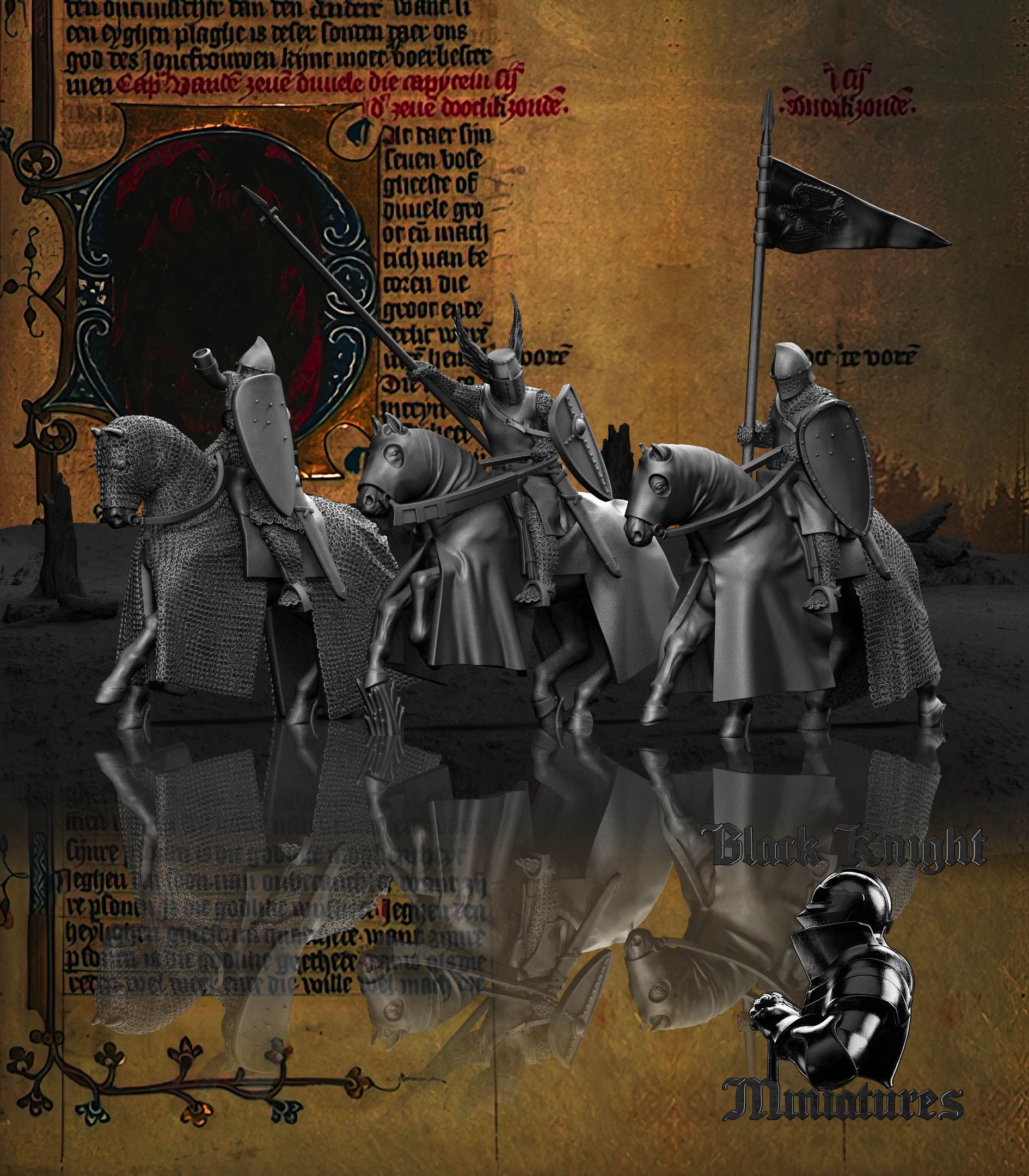 Polish Knights Command Group - Black Knight Miniatures