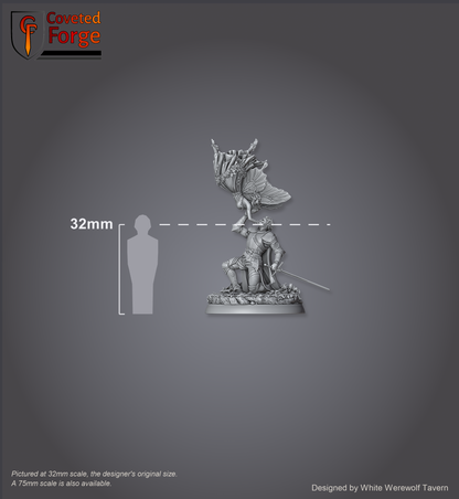 Scale reference: Valentine's Day Gift Diorama at 32mm scale beside a 32mm human silhouette