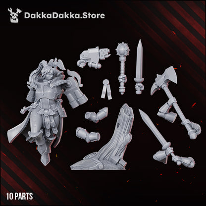 Victoria the Bronze Falconess parts layout, ten parts, Dakka Dakka Store render