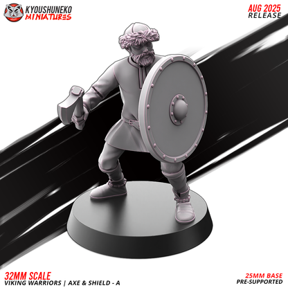 Viking Warriors with Axe and Shield Model 1, designer render by Kyoushuneko Miniatures.