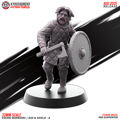 Viking Warriors with Axe and Shield Model 5, designer render by Kyoushuneko Miniatures.