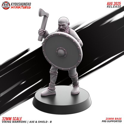 Viking Warriors with Axe and Shield Model 6, designer render by Kyoushuneko Miniatures.