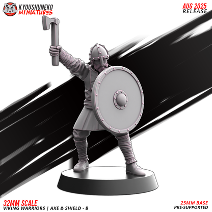 Viking Warriors with Axe and Shield Model 7, designer render by Kyoushuneko Miniatures.