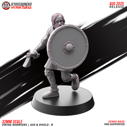 Viking Warriors with Axe and Shield Model 8, designer render by Kyoushuneko Miniatures.
