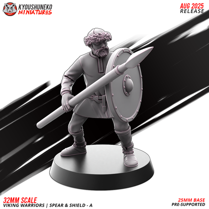 Viking Warriors with Spear and Shield Model 1, designer render by Kyoushuneko Miniatures.