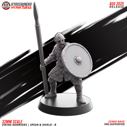 Viking Warriors with Spear and Shield Model 10, designer render by Kyoushuneko Miniatures.