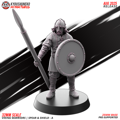 Viking Warriors with Spear and Shield Model 2, designer render by Kyoushuneko Miniatures.