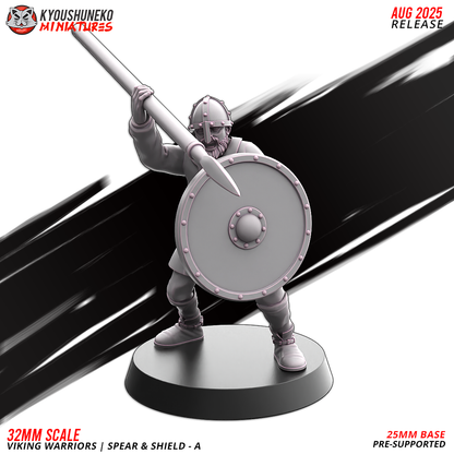 Viking Warriors with Spear and Shield Model 3, designer render by Kyoushuneko Miniatures.