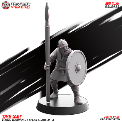 Viking Warriors with Spear and Shield Model 4, designer render by Kyoushuneko Miniatures.