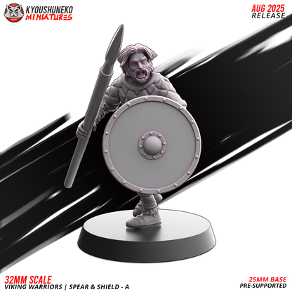 Viking Warriors with Spear and Shield Model 5, designer render by Kyoushuneko Miniatures.