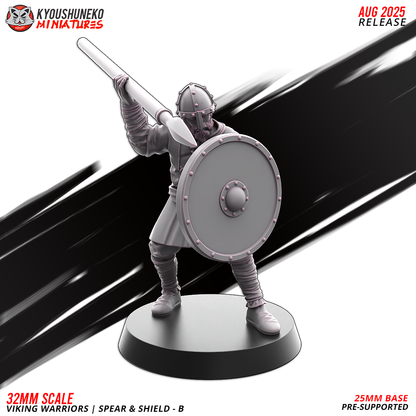 Viking Warriors with Spear and Shield Model 7, designer render by Kyoushuneko Miniatures.