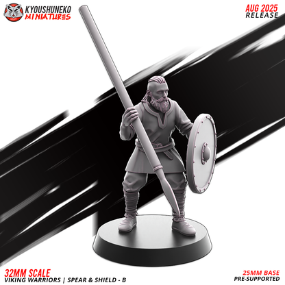 Viking Warriors with Spear and Shield Model 9, designer render by Kyoushuneko Miniatures.
