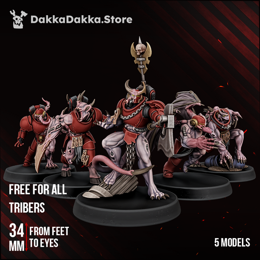 Vortex-Blessed Squad, all 5 sculpts of mutated sci-fi power armour warriors, 32mm resin miniatures by Dakka Dakka Store