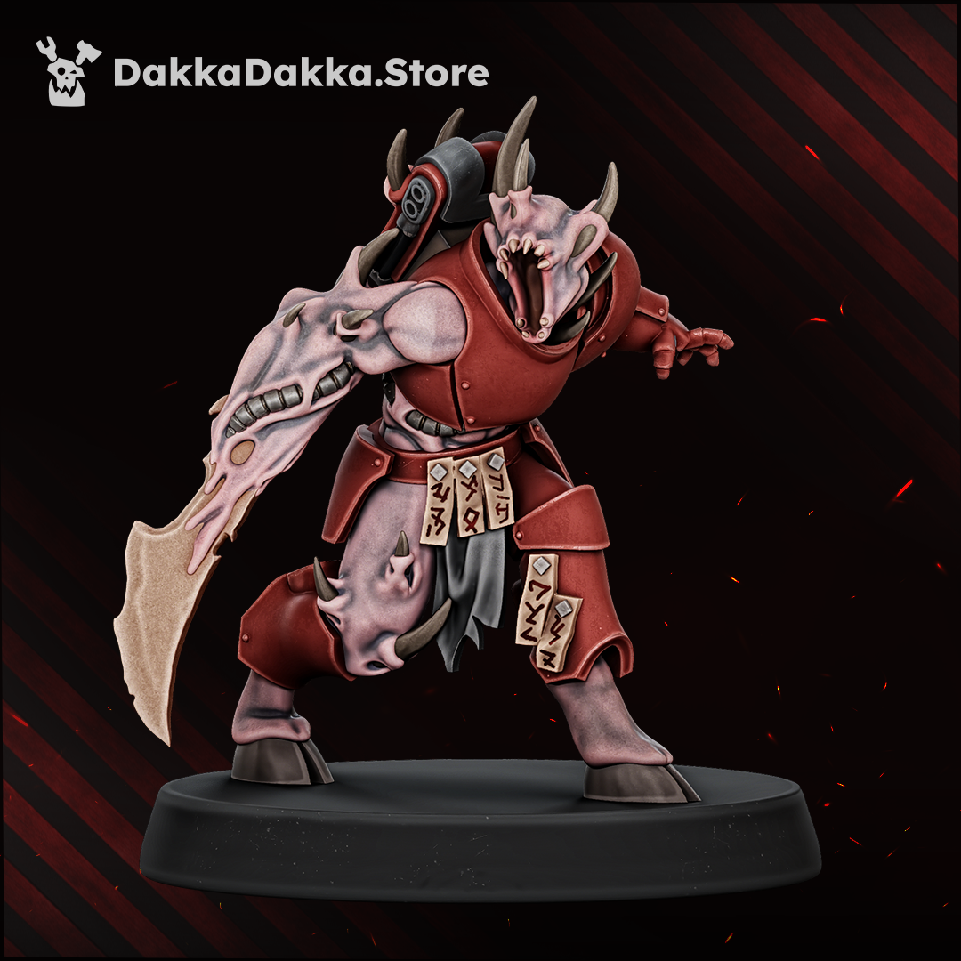 Vortex-Blessed Model 3, horned mutant with a bone blade arm, Dakka Dakka Store render