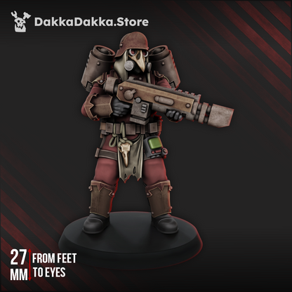 Ravenswatch Warrior, beaked grimdark sci-fi cultist with heavy rifle, 32mm resin miniature by Dakka Dakka Store
