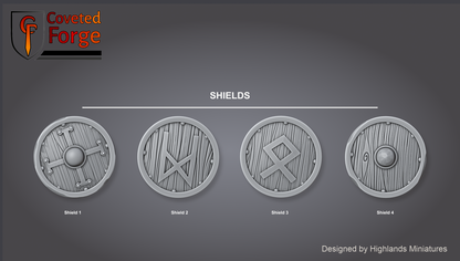 Dwarf warrior shield designs, Shield 1 through Shield 4