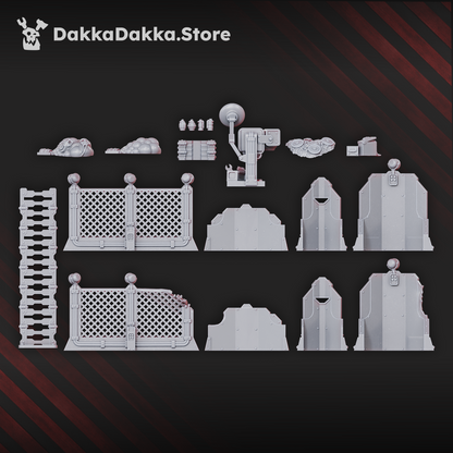 Warcells 2 sci-fi terrain pieces, wall sections, ladders, ammo stash and grenade markers, 3D printed by Dakka Dakka Store