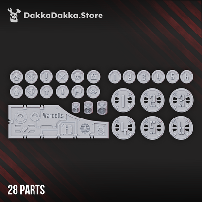 Warcells 2 sci-fi token, dice and marker set, twenty-eight 3D printed game pieces by Dakka Dakka Store