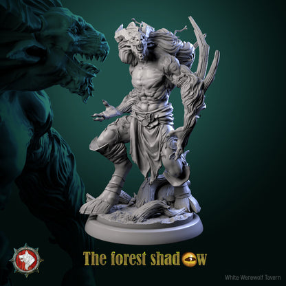 Wendigo 75mm resin display model, antlered forest horror on a woodland scenic base