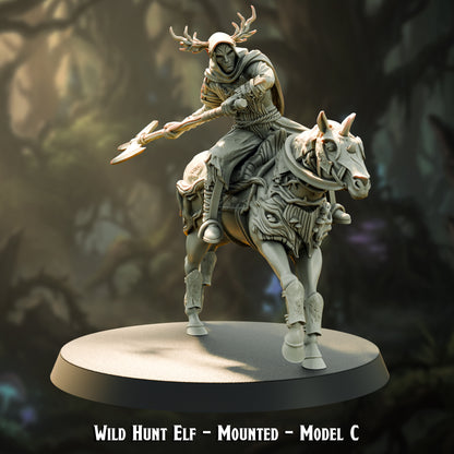 Wild Hunt Elf Mounted Model C, poleaxe, The Printing Goes Ever On render