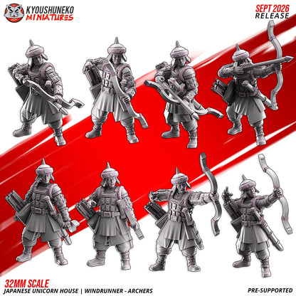 Windrunner Archers, all eight sculpts in two rows, designer render by Kyoushuneko Miniatures.