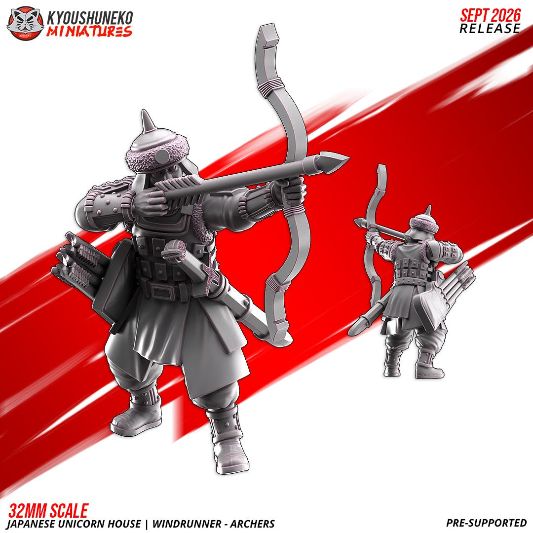 Windrunner archer, one of the eight sculpts, front and rear views, designer render by Kyoushuneko Miniatures.