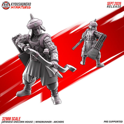 Windrunner archer, one of the eight sculpts, front and rear views, designer render by Kyoushuneko Miniatures.