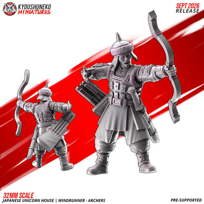Windrunner archer, one of the eight sculpts, front and rear views, designer render by Kyoushuneko Miniatures.