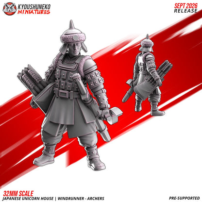 Windrunner archer, one of the eight sculpts, front and rear views, designer render by Kyoushuneko Miniatures.