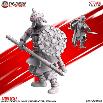 Windrunner spearman, one of the eight sculpts, front and rear views, designer render by Kyoushuneko Miniatures.