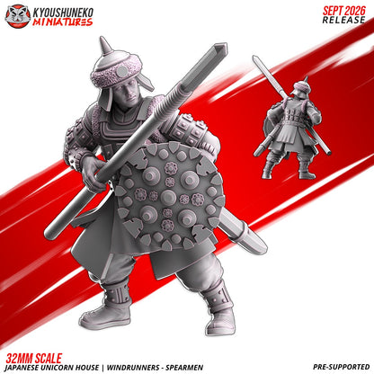 Windrunner spearman, one of the eight sculpts, front and rear views, designer render by Kyoushuneko Miniatures.