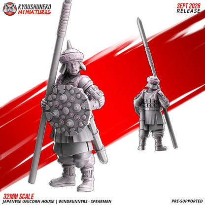 Windrunner spearman, one of the eight sculpts, front and rear views, designer render by Kyoushuneko Miniatures.