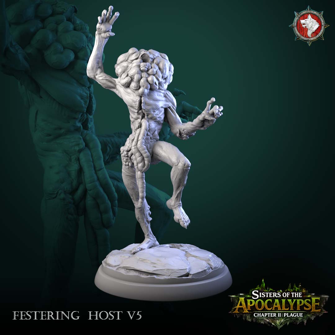 Festering Host V5 - lunging faceless walker with raised claws and exposed entrails