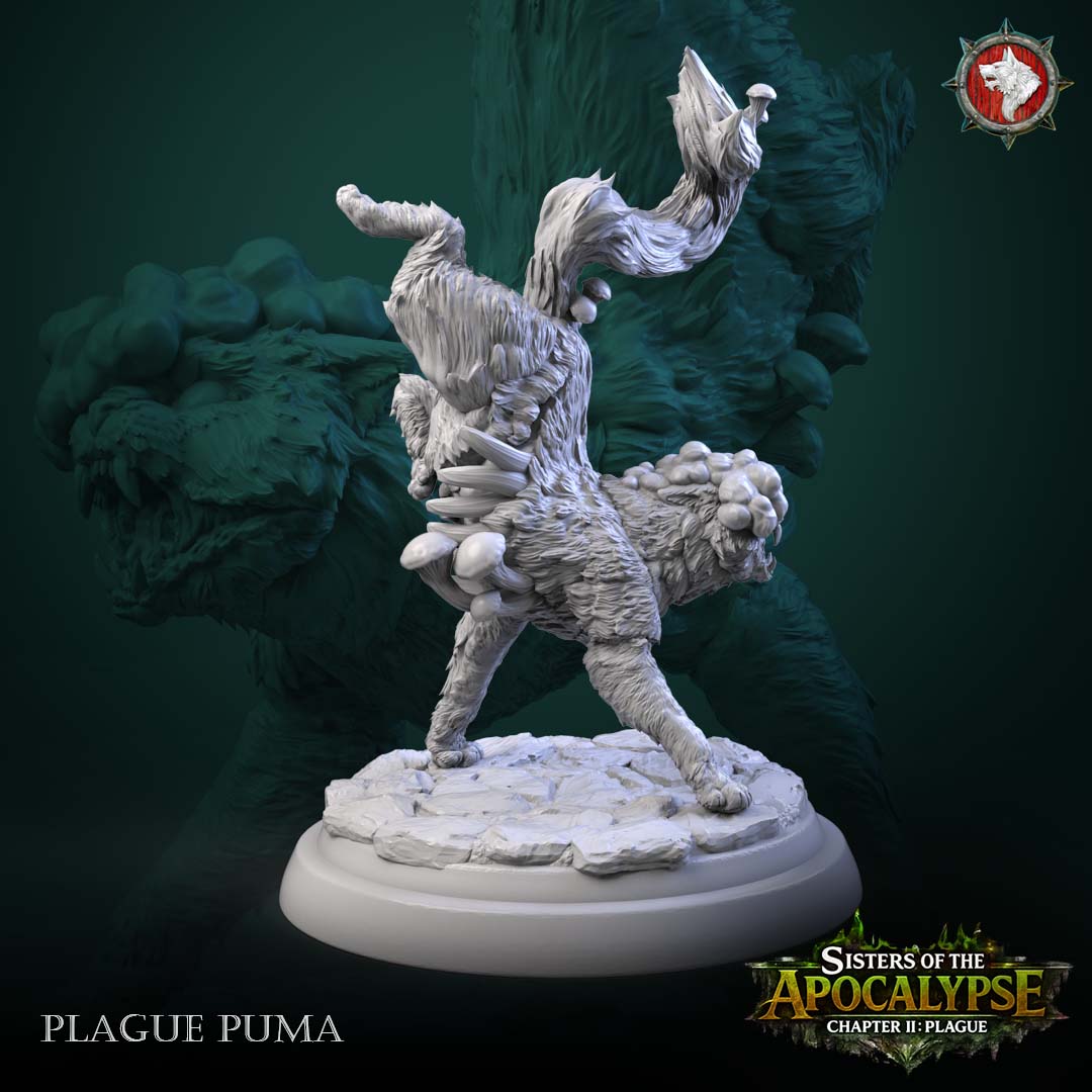 Plague Puma - leaping cat with boil growths on the haunches and a mushroom-tipped tail