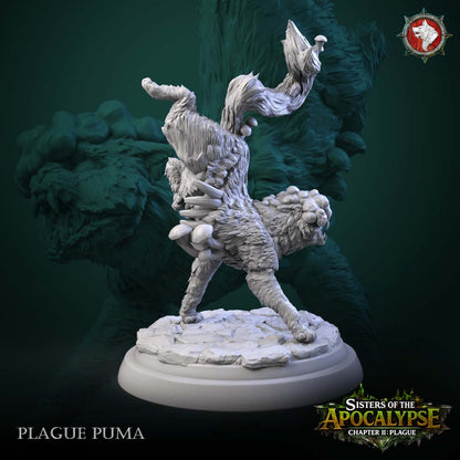 Plague Puma - leaping cat with boil growths on the haunches and a mushroom-tipped tail